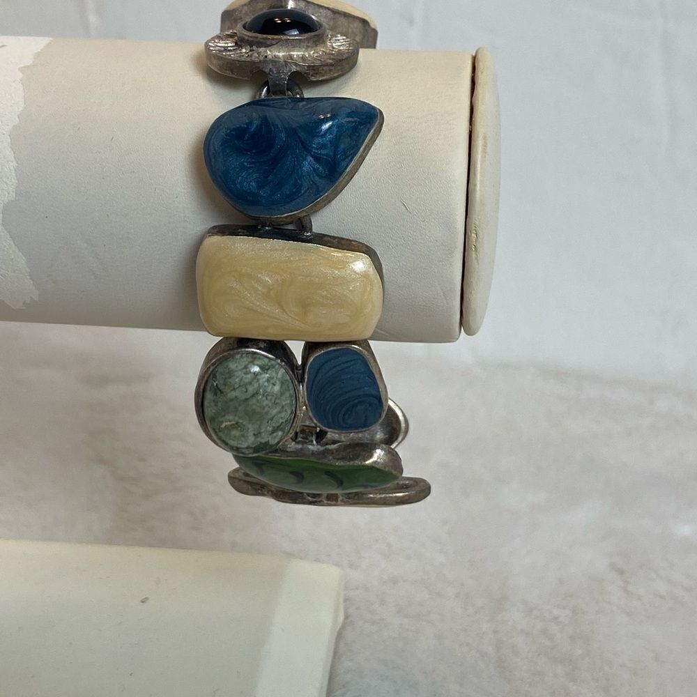 Premier Design Geo Design Enamel Cream, Green Toggle Bracelet - Picture 8 of 10